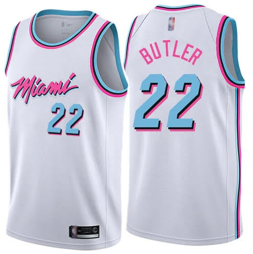 Maglia NBA Miami Heat bianca e rosa – Butler #22